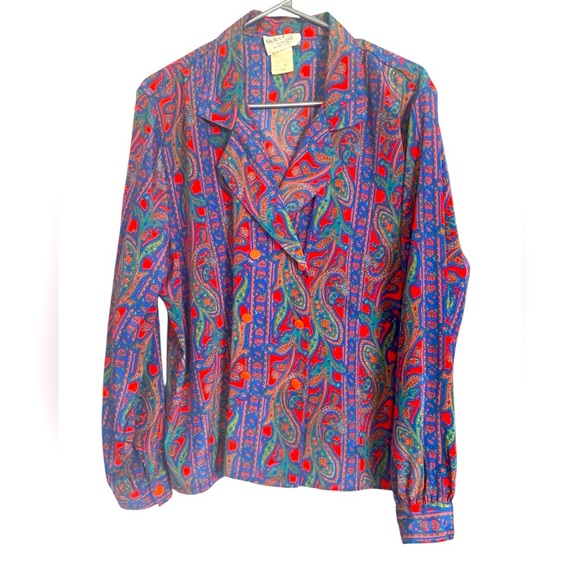 Elite Vintage Double Breasted Jacket / Top, Vibrant Paisley Colours Wrinkle Free - Picture 1 of 13